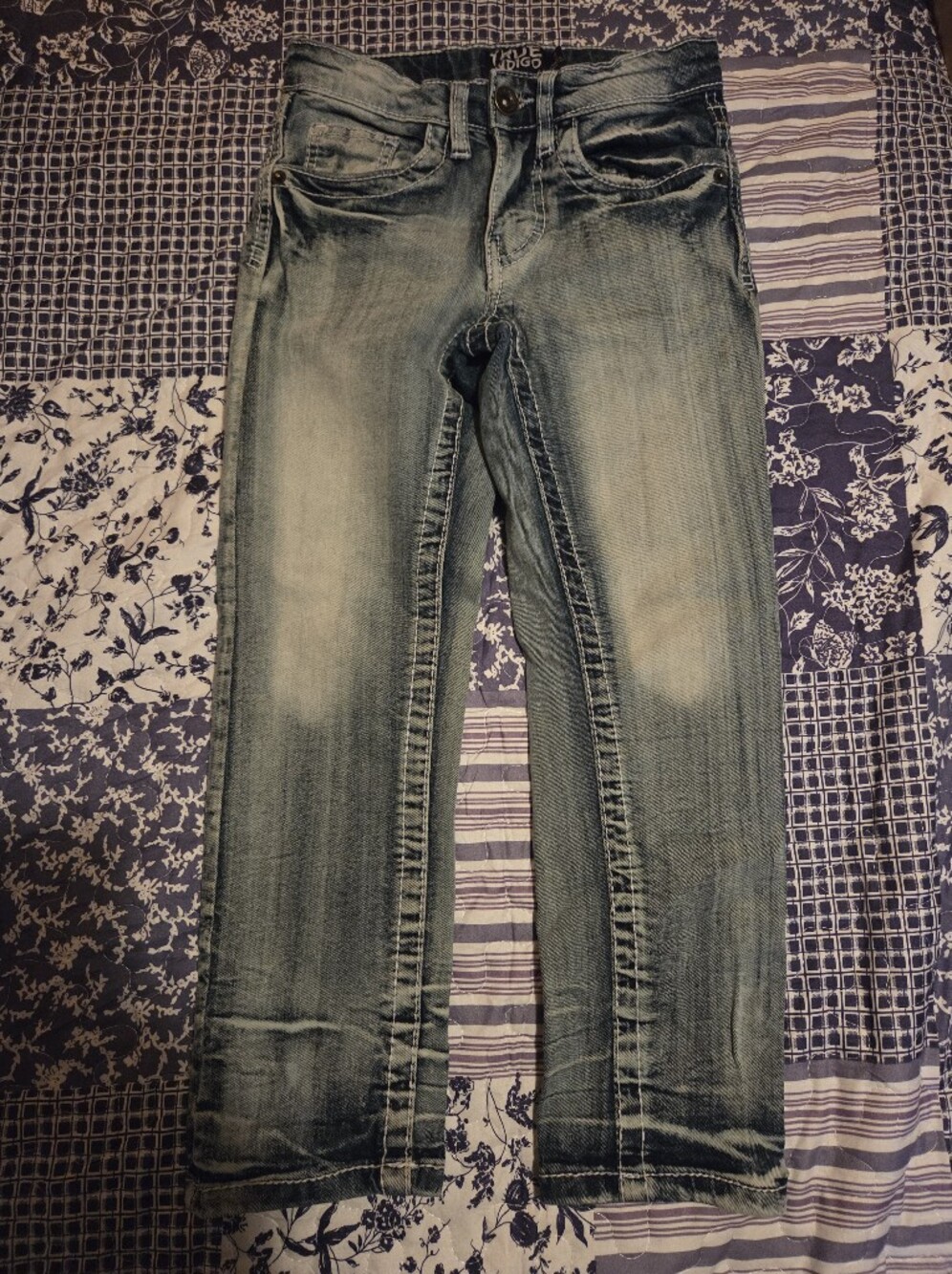 Indigo Faded Light Blue Straight-Leg Jeans